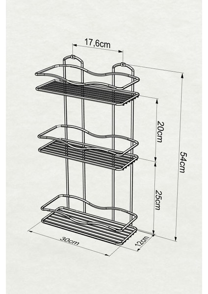 3 Katlı Banyo Rafı Altın Bk013