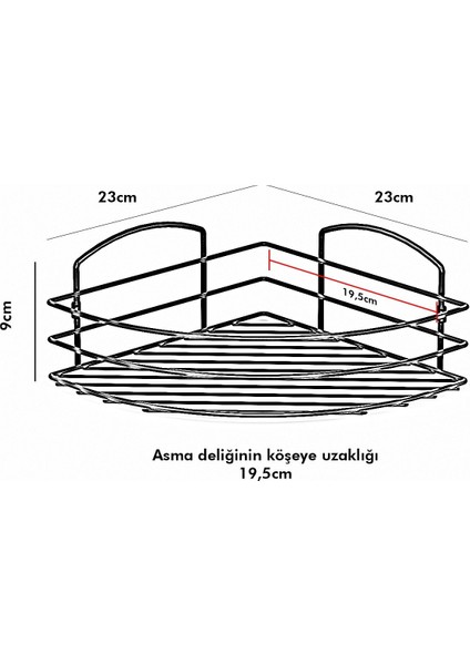 Tek Katlı Banyo Duş Köşe Rafı Siyah Bk031