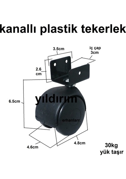 Tekerlek 4 Adet Sehpa Masa Teker Kanallı Küçük Boy Plastik Siyah Tekerlek fiyatları