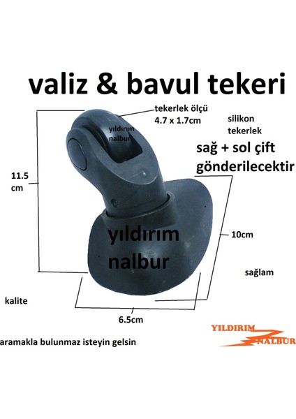 Valiz Tekeri Sağ Sol Çift Oval Teker Bavul Tekeri Dik Teker Silikon