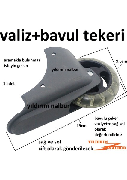 Valiz Tekeri Tekerlek Büyük Bavul Tekeri Çift Çanta Taraf