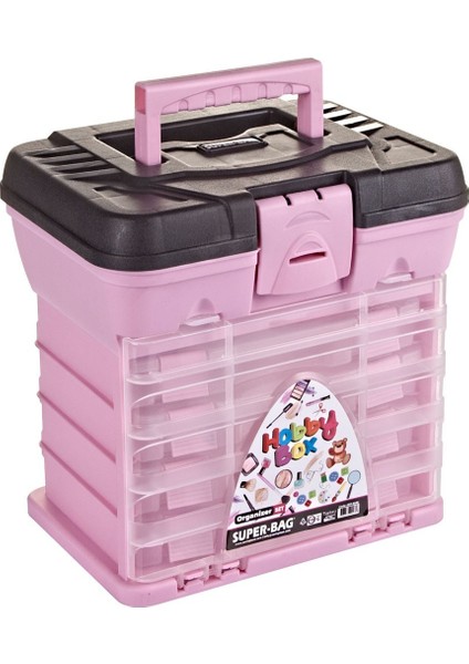 Organizerli Alet Çantası - Hobi Kutusu - Pembe