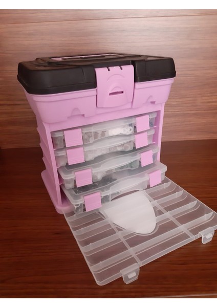 Organizerli Alet Çantası - Hobi Kutusu - Pembe modelleri