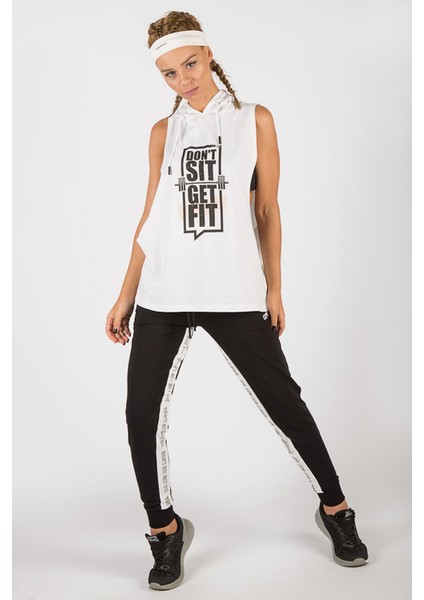 Regular Kadın Kapşonlu Kolsuz Beyaz Atlet 17503