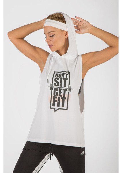 Regular Kadın Kapşonlu Kolsuz Beyaz Atlet 17503 fiyatları