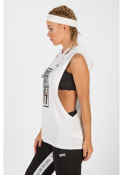 Regular Kadın Kapşonlu Kolsuz Beyaz Atlet 17503 modelleri