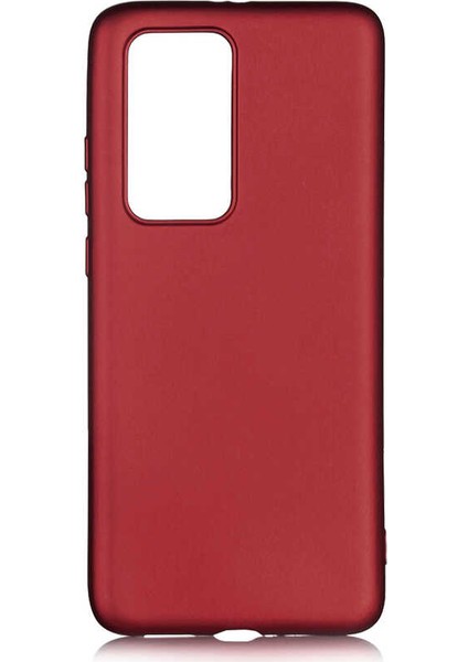 Huawei P40 Pro Kılıf Mat Premium Silikon Kılıf Bordo + Tam Kaplayan 6D Polymer Nano Ekran Koruyucu