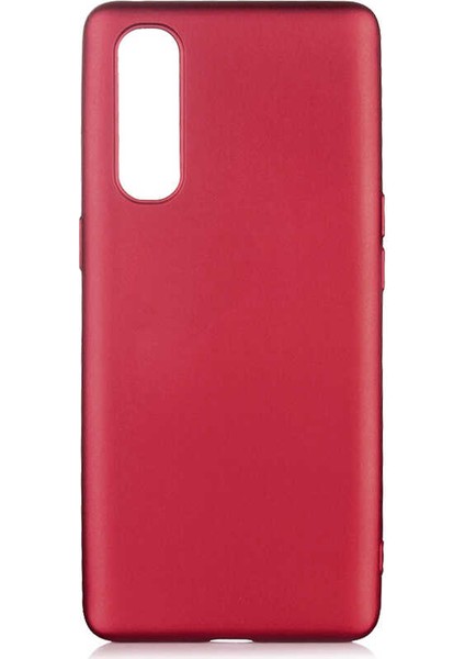Oppo Reno 3 Pro 5g Kılıf Mat Premium Silikon Kılıf Bordo + Tam Kaplayan Süper Pet Ekran Koruyucu