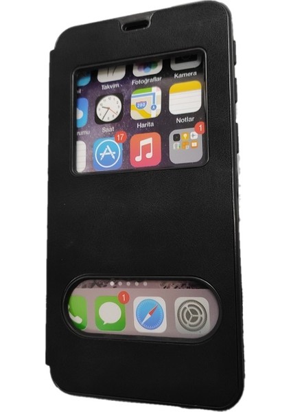 Samsung Galaxy S20 Ultra Kılıf Kapaklı Pencereli Elit Kılıf Siyah