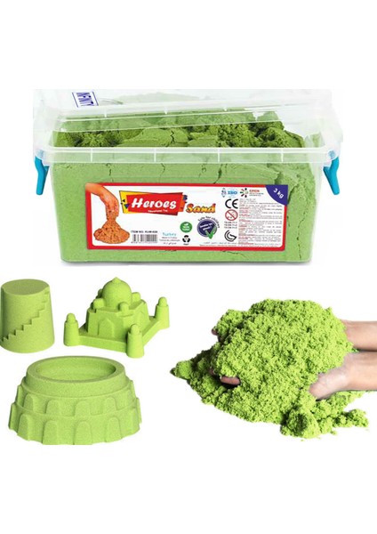 Kinetik Kum Yeşil + Büyük Kum Havuzu ve Kale Kum Kalıpları Seti fiyatları