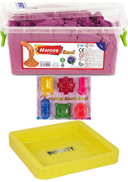 Kinetik Kum Pembe + Büyük Kum Havuzu ve Tarihi Yapı Kum Kalıpları Seti
