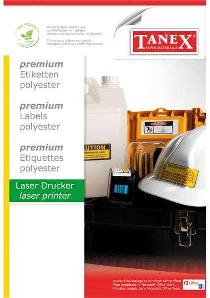 TW-4110 Polyester Beyaz Laser Etiket 25 Sayfa 2.750 Adet 40 x 12 mm