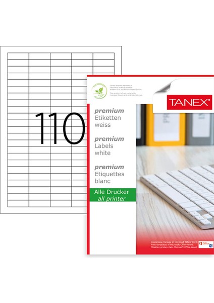 TW-4110 Polyester Beyaz Laser Etiket 25 Sayfa 2.750 Adet 40 x 12 mm fiyatları