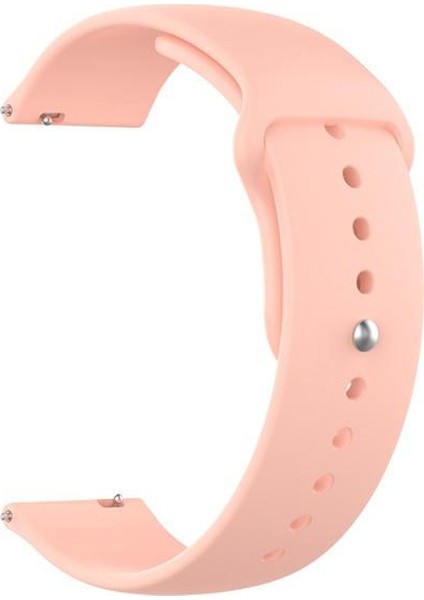 Amazfit Bip S 20 mm Kordon Mat Düz Renkli Silikon Açık Pembe