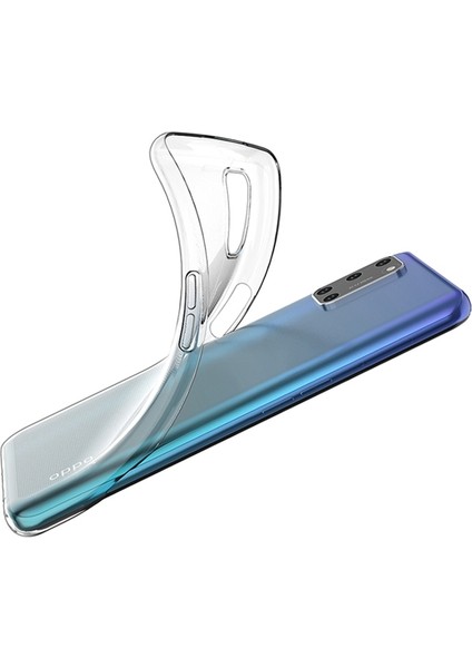 Oppo A92 Kılıf Süper Silikon Arka Koruma + Nano Glass Şeffaf