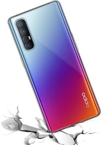 Oppo Reno 3 Pro Kılıf Süper Silikon Arka Koruma + Nano Glass Şeffaf