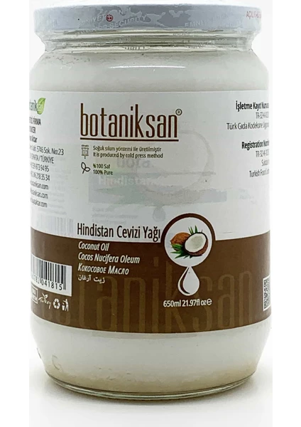 Hindistan Cevizi Yağı 650gr Soğuk Sıkım, Saf, Doğal, Katkısız