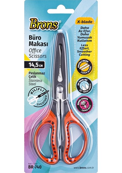 BR-740 14.5 cm Kılıflı Korumalı Makas
