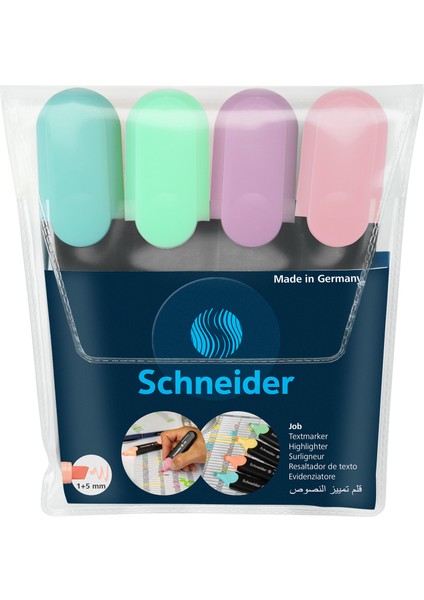 SCHNEIDER JOB FOSFORLU KALEM 4'LÜ SET PASTEL RENKLER