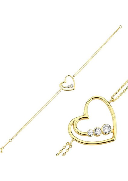 14 Ayar Altın Kalpli Bileklik