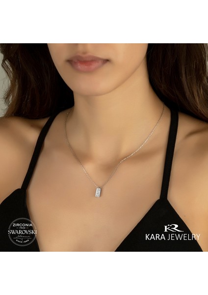 Swarovskı Dikdörtgen Kolye