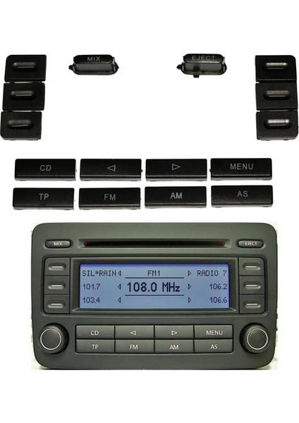 Volkswagen Radyo CD 16 Parça Tuş Düğme Kapak Tamir Takımı Rcd 300