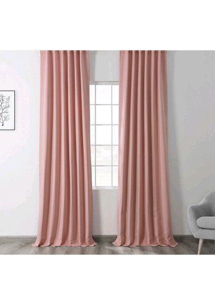 Hazır Karartma Blackout Pilesiz Fon Perde Pudra Pembe 80 x 240 cm