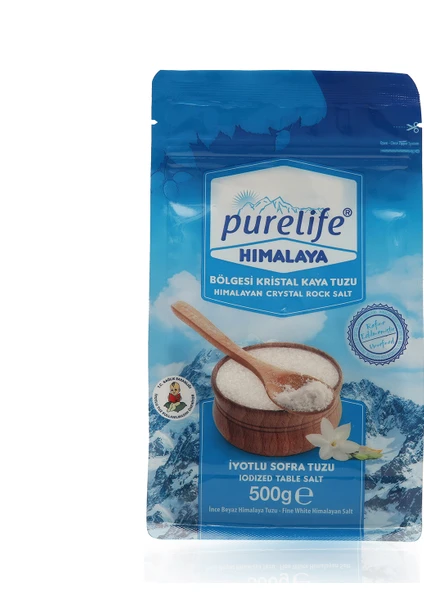 Pure Life Himalaya Tuzu - İnce İyotlu Kristal Kaya Tuzu Beyaz 500g