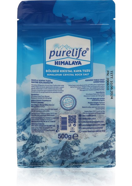 Pure Life Himalaya Tuzu - İnce İyotlu Kristal Kaya Tuzu Beyaz 500g