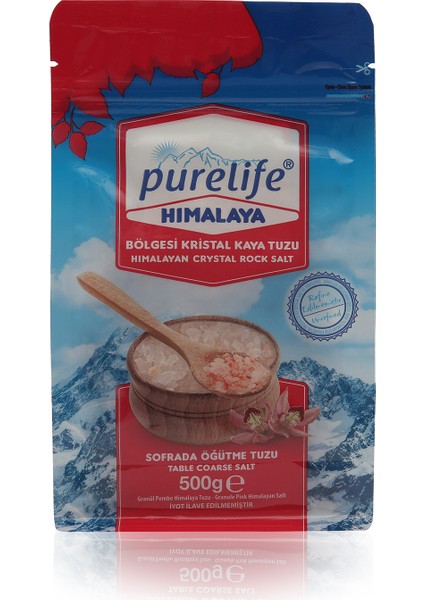 Pure Life Himalaya Tuzu - Granül Kristal Kaya Tuzu Pembe 500g