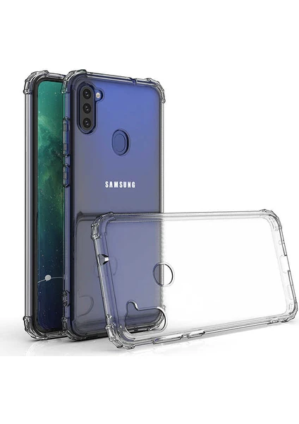 Case 4U Samsung Galaxy M11 Kılıf Darbe Emici Silikon Arka Kapak Şeffaf