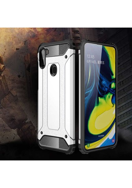 Case 4U Samsung Galaxy M11 Kılıf Military Armor Çift Katmanlı Crash Silikon Kılıf Kırmızı*