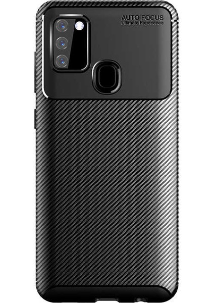 Case 4U A21S Uyumlu Kılıf Rugged Armor Karbon Desenli Lüx Negro Silikon Arka Kapak Lacivert