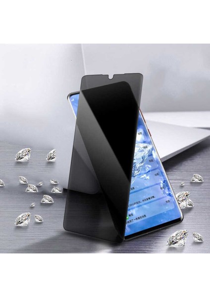 Realme 5İ Hayalet Ekran Koruyucu Gizli 5D Tam Kaplayan Privacy Kırılmaz Cam Siyah modelleri