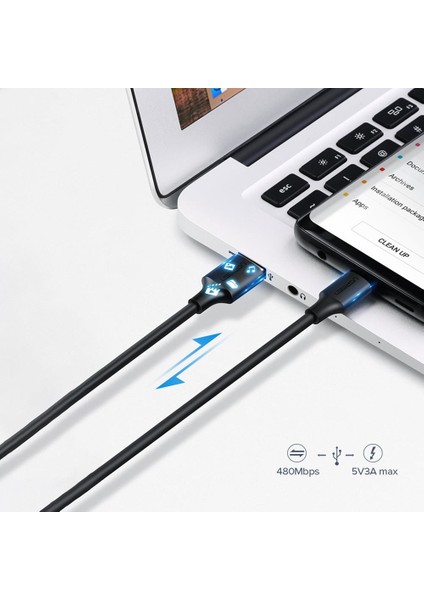 USB Type-C Şarj ve Data Kablosu 50 cm