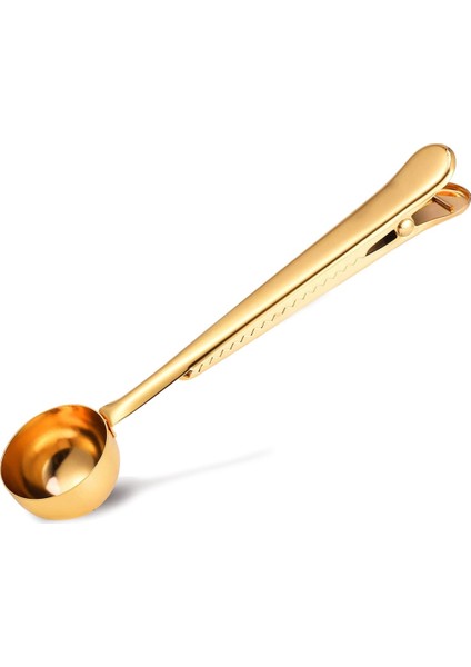 Gold Paslanmaz Çelik Kahve Ölçü Kaşığı ve Paket Klipsi CIN108SR