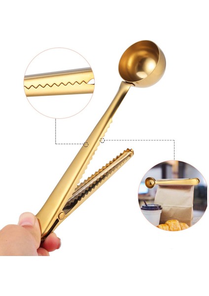 Gold Paslanmaz Çelik Kahve Ölçü Kaşığı ve Paket Klipsi CIN108SR fiyatları