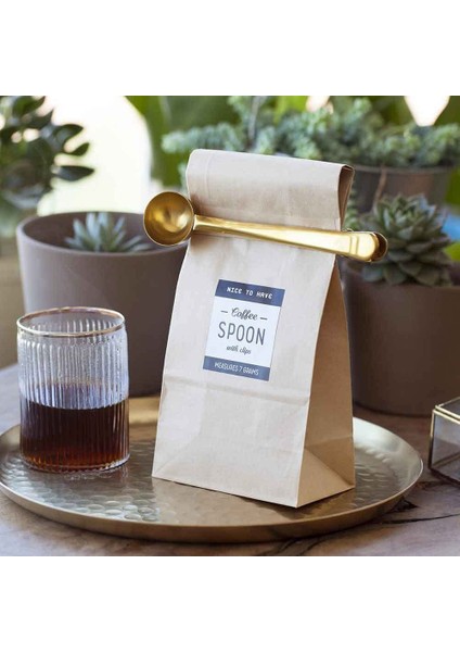 Gold Paslanmaz Çelik Kahve Ölçü Kaşığı ve Paket Klipsi CIN108SR fırsatları