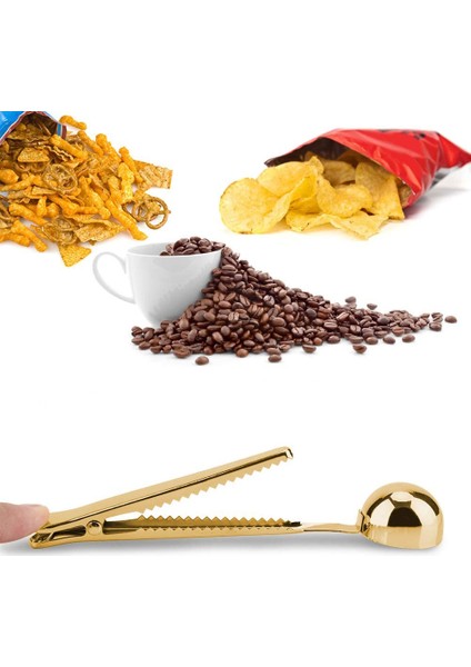 Gold Paslanmaz Çelik Kahve Ölçü Kaşığı ve Paket Klipsi CIN108SR indirimleri