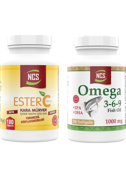 Ester C Vitamini 1000 mg 180 Tablet Omega 3 1000 mg 200 Kapsül