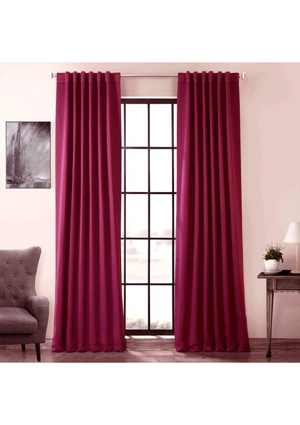 Hazır Karartma Blackout Pilesiz Fon Perde Vişne 80 x 250 cm