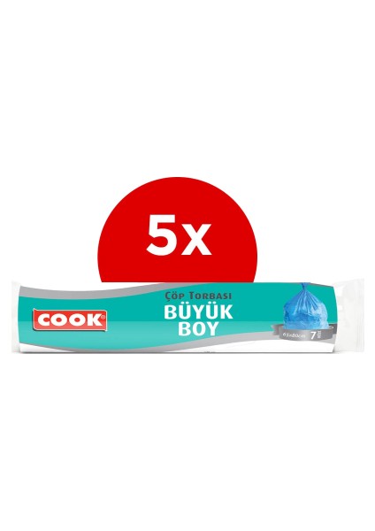 7'li Çöp Torbası Büyük Boy 65 x 80 cm 5'li Paket