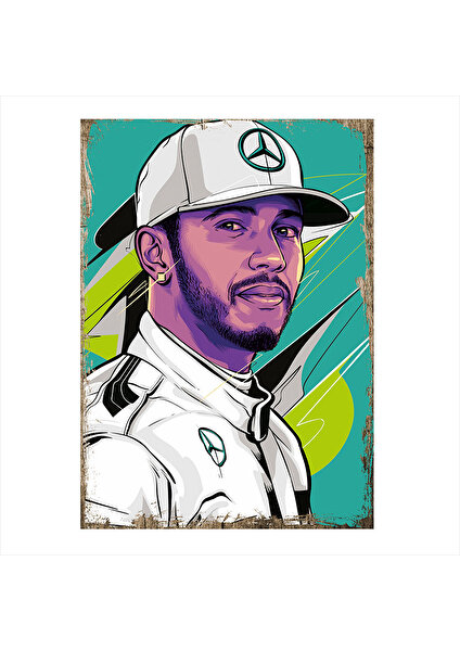 Lewis Hamilton Desenli Ahşap Tablo