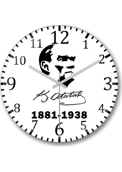 19 Mayıs Atatürk Duvar Saati Bombeli Gerçek Cam