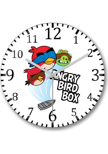 Angry Bird Box Duvar Saati Bombeli Gerçek Cam