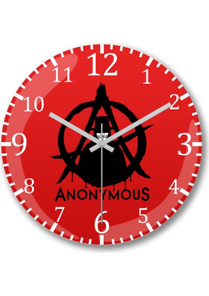 Anonymous Vfor Vendetta Duvar Saati Bombeli Gerçek Cam