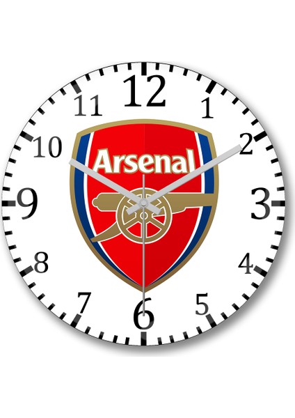 Arsenal Logo Duvar Saati Bombeli Gerçek Cam