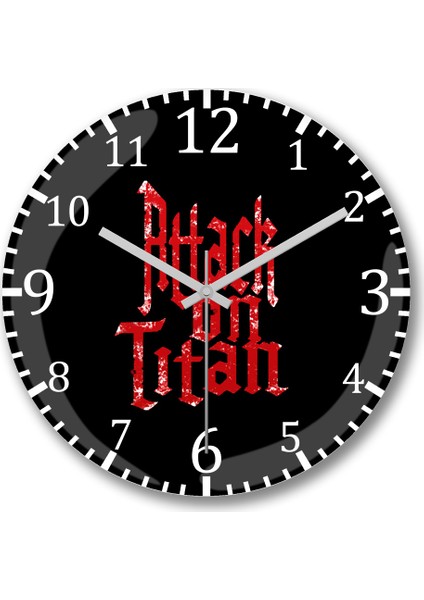 Attack On Titan Font Logo Duvar Saati Bombeli Gerçek Cam