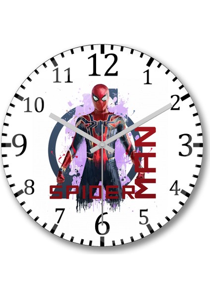 Avengers Spider Man Duvar Saati Bombeli Gerçek Cam