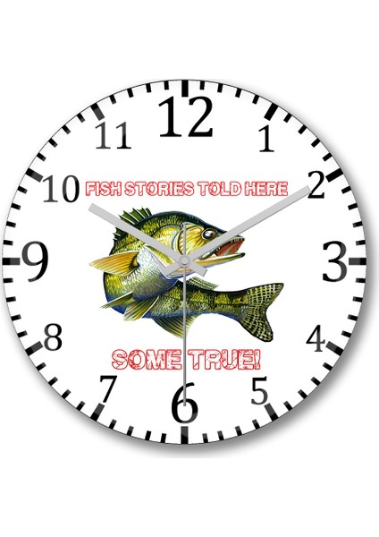 Balıkçı Balık Duvar Saati Bombeli Gerçek Cam